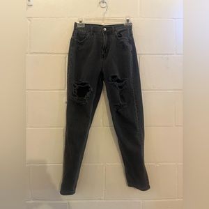 Size 0 AE Black Mom Jeans with Rips